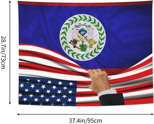 Miniatura 7 de Tapiz decorativo para pared, diseño de bandera estadounidense y bandera de Belice, manteles de arte hippie de 29 x 37 pulgadas para dormitorio, sala