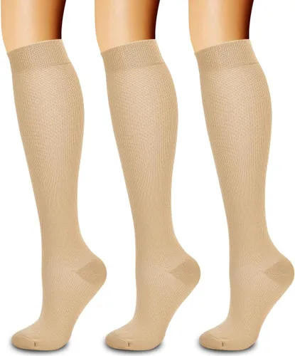 Miniatura 111 de Paquete de 3 pares de calcetines de compresión médica para mejorar la circulación de mujeres y hombres, para correr, hacer deporte y amamantar