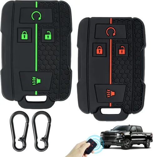 Miniatura 8 de 2 Pcs Silicone 4-Button Smart Key Fob Cover Compatible with 2014-2019 Chevrolet Colorado Silverado Suburban Tahoe and GMC Canyon Sierra Yukon, Car