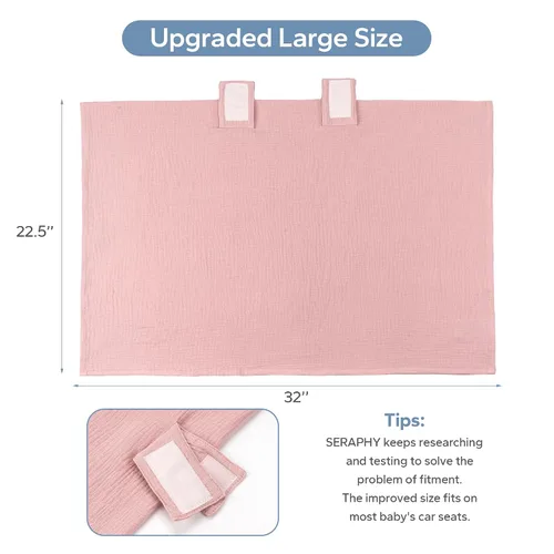 Miniatura 2 de SERAPHY Funda de Asiento de Coche 100% Algodón Muslin para Bebé, Fundas Universales para Asiento de Coche, Toldo Respirable para Asiento de Coche