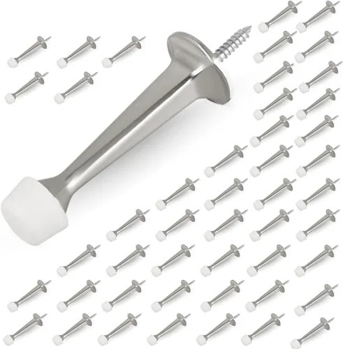 Miniatura 34 de HOMOTEK Paquete de 20 topes de puerta rígidos sólidos resistentes con punta de goma suave, tope de puerta fundido de zinc para proteger la pared