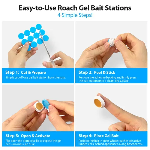 Miniatura 3 de Paquete de 12 estaciones de cebo de gel para cucarachas en interiores, potente mata cucarachas en interiores para infestación de cucarachas, cebo
