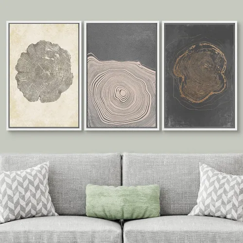 Miniatura 255 de SIGNWIN Lienzo enmarcado para pared, arte con pinceladas de flujo neutro en tonos beige abstractos, ilustraciones, arte moderno, decorativo