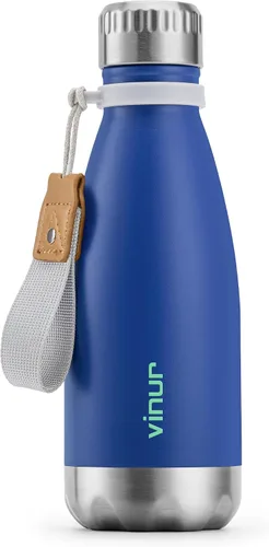Miniatura 17 de VINUR Botella de agua para niños, 9 onzas, acero inoxidable, doble pared, aislada al vacío, botella de agua para la escuela, frasco en forma de cola