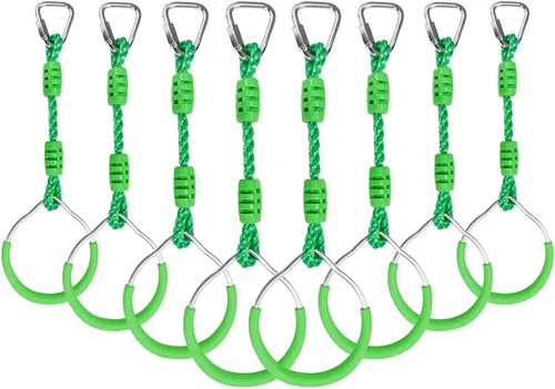 Miniatura 20 de Anillo de gimnasia con columpio para curso de obstáculos de guerrero Slackline, equipo de entrenamiento de trapecio y puño, 2 barras ninja moradas