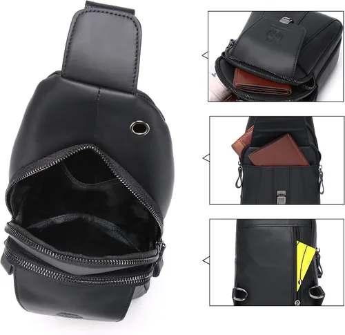 Miniatura 25 de LUKZIJAES Bolso bandolera de cuero genuino para hombre