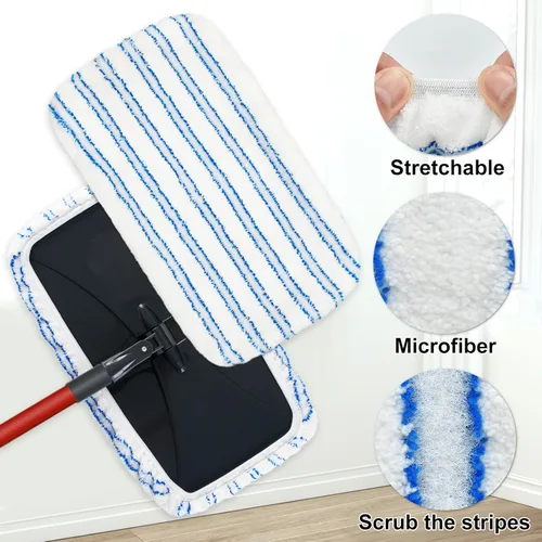 Miniatura 4 de Microtrapos de microfibra planos para limpieza de pisos Ocedar para pisos de madera y más, trapo plano de superficie grande para polvo con 2 Azul