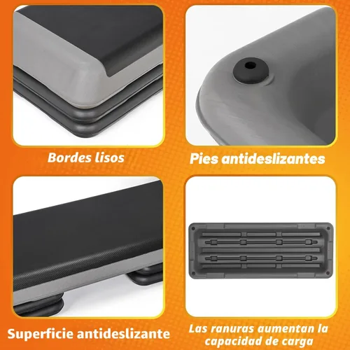 Miniatura 4 de ZENY Plataforma de Paso Aeróbico de 43 Pulgadas, Paso de Fitness Ajustable con 4 Elevador Apilables, Paso de Entrenamiento Aeróbico para Gimnasio