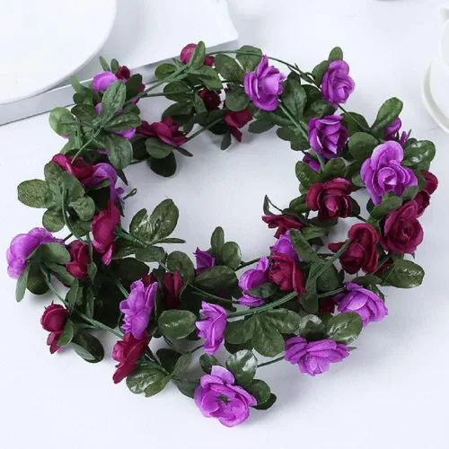 Miniatura 2 de Flores falsas, 10 unidades, plantas artificiales de vid de rosas colgantes, hiedra rosa para el hogar, hotel, oficina, boda, fiesta, jardín
