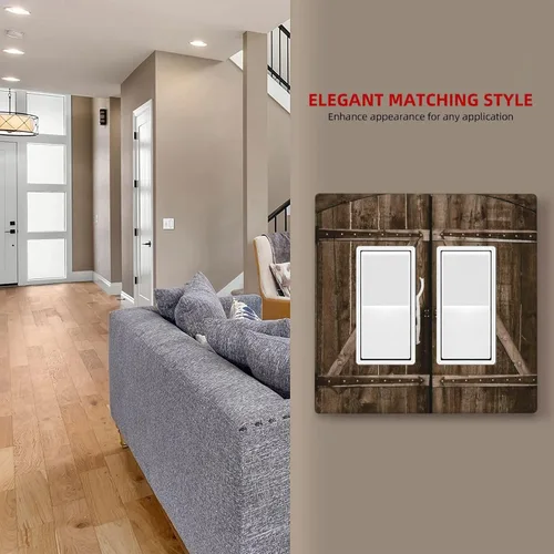 Miniatura 442 de Placa Decorativa de Pared de Granja Rústica con Cuerno de Madera para Puerta de Granero 1 Banda Duplex Cubiertas de Toma Eléctrica Soltera