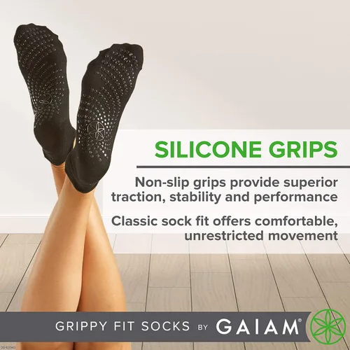 Miniatura 3 de Gaiam Yoga Socks -Non Slip Fitness Sock Grips for Women & Men Ideal for Home Use & All Types of Yoga, Barre, Dance,Black