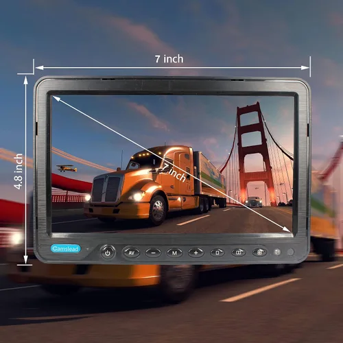 Miniatura 3 de Monitor de 7 pulgadas 1080P Sistema de cámara de visión trasera con cable, grabadora DVR, compatible con tarjeta SD de 256 GB, entrada de 4 canales