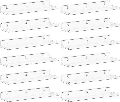 Miniatura 11 de Lifewit Estantes flotantes para pared, paquete de 4 estantes acrílicos blancos de 15 pulgadas, decoración de habitación para estantería/exhibición