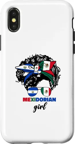 Miniatura 5 de Funda para iPhone 13 Pro Max mitad mexicana y salvadoreña mexicana y salvadoreña para niña con la bandera de El Salvador