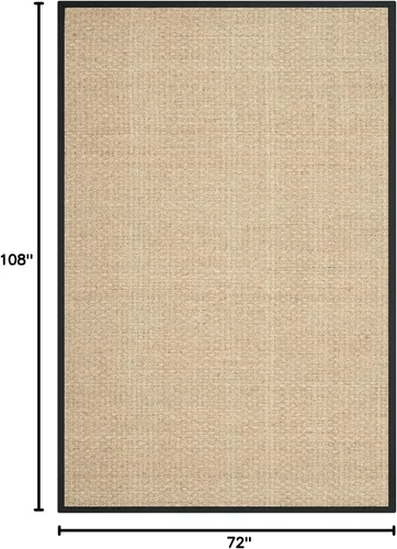 Miniatura 2 de SAFAVIEH Alfombra de Área 6x9 - Colección de Fibra Natural - Natural y Negro, Hierba Marina, Patrón de Tejido de Canasta con Borde (NF114C)