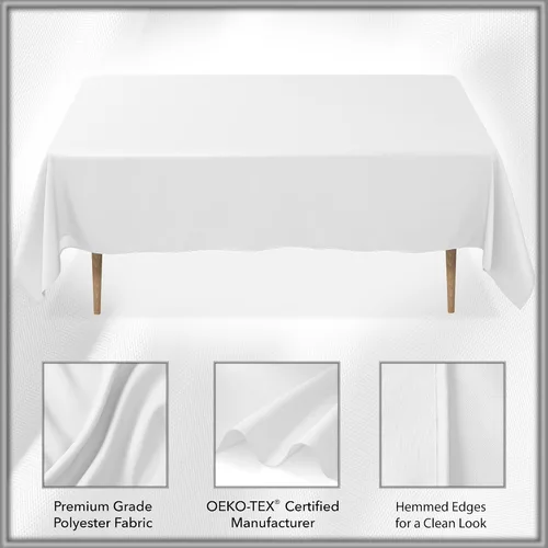 Miniatura 5 de Lann's Linens - Mantel rectangular de tela de poliéster de primera calidad para bodas, banquetes y restaurantes Blanco