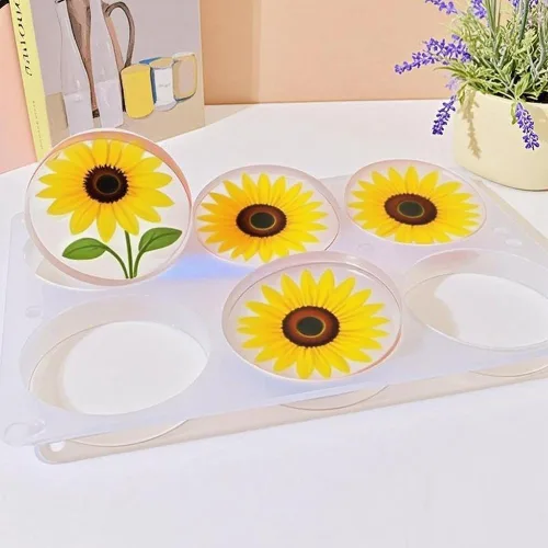 Miniatura 4 de Moldes de silicona para posavasos profundos de 6 cavidades y redondos para resina epoxi, molde de resina para posavasos de 4 pulgadas
