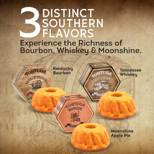 Miniatura 3 de TORTUGA Southern Trio Paquete de regalo – Whisky Tennessee, Borbon Kentucky y pastel de manzana Moonshine – Mini pasteles de 3 – 4 onzas – El regalo