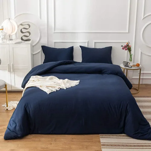 Miniatura 36 de CLOTHKNOW Juego de edredón a rayas tamaño King de 3 piezas, juego de edredón negro y blanco, edredón suave de estilo granja con 2 fundas de almohada