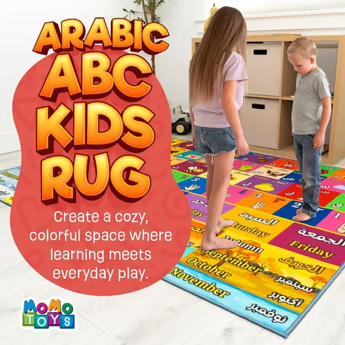 Miniatura 4 de Alfombra de juego para niños de 60 x 78 pulgadas, alfombra plegable ABC para niños pequeños, alfombra de piso para bebé con letras en inglés