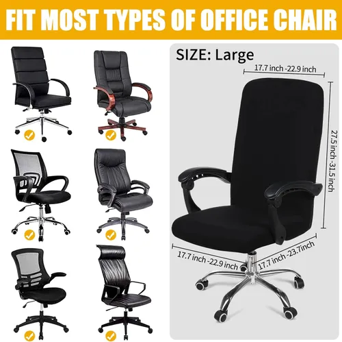 Miniatura 5 de Smiry - Fundas elásticas impresas para silla de oficina de computadora, fundas para sillas giratorias universales de escritorio, extraíbles, Negro