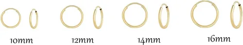 Miniatura 18 de Aretes de argolla de oro amarillo de 14 quilates flexible, de 10-18mm