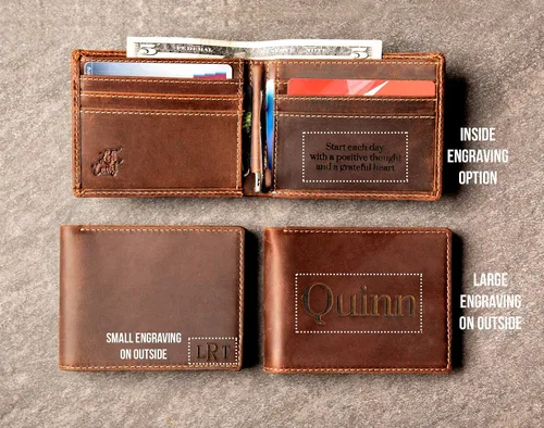 Miniatura 4 de Slim Personalized Distressed Leather Wallet The Key Largo Wallet by Left Coast Original
