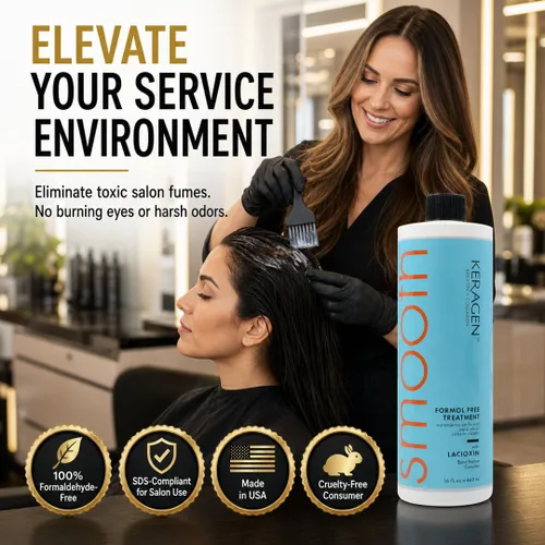 Miniatura 4 de KERAGEN - Tratamiento alisador de queratina brasileña, sistema alisador para cabello seco y dañado, sin formaldehído, 16 onzas - Elimina rizos