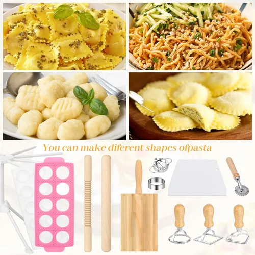 Miniatura 5 de Juego de 12 herramientas para hacer pasta, juego de moldes para ravioles, máquina de ravioles con rueda de rodillo, juego de cortador de ravioles