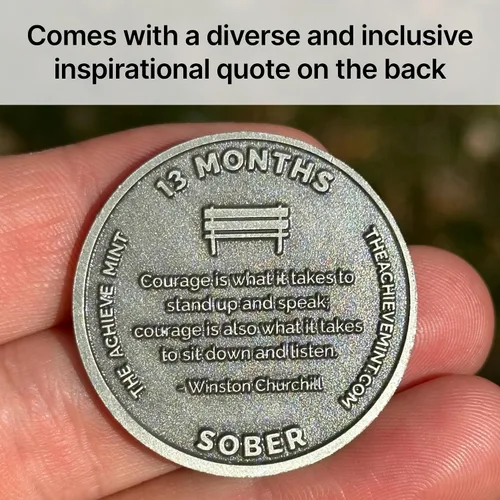 Miniatura 3 de The Achieve Mint Ficha sobria de 13 meses Chip sobrio de trece meses Regalo no AA, medallones no religiosos para hombres y mujeres que celebran