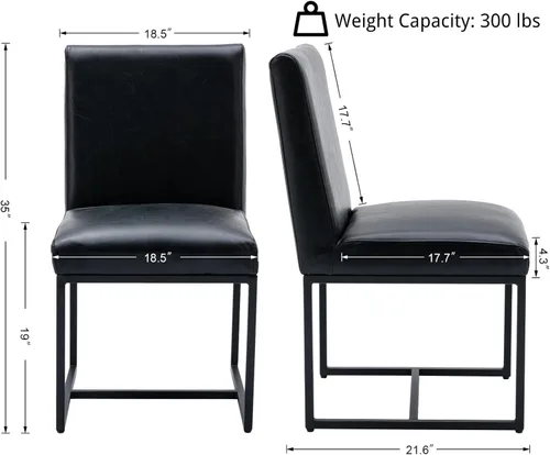 Miniatura 2 de Shunzhi Juego de 2 sillas de comedor modernas tapizadas de cuero PU, sillas de comedor de mediados de siglo, sillas laterales sin brazos, cómodas