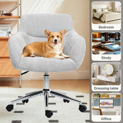 Miniatura 6 de Sillas de escritorio de oficina en casa, silla giratoria para computadora con ruedas, silla de tocador de escritorio de respaldo medio, silla