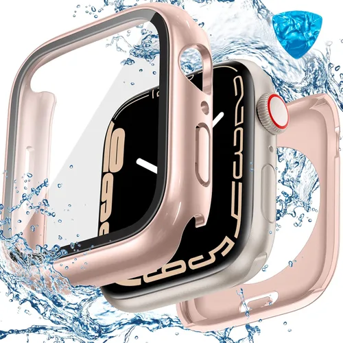 Miniatura 9 de 3 en 1 Goton Estuche impermeable duro para Apple Watch, protector de pantalla de 40mm, cubierta frontal de vidrio templado protectora completa