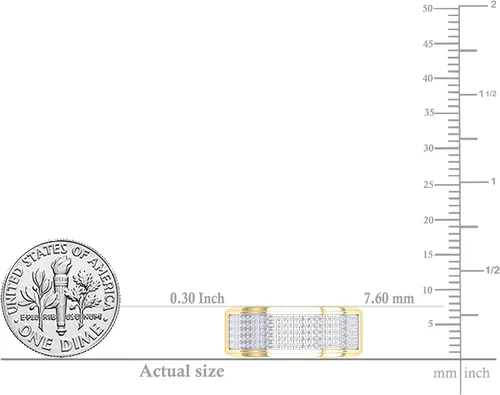 Miniatura 5 de Dazzlingrock Collection Round White Diamond 5 Row with Rectangular Grooves Micro-pave Anniversary Ring (0.40 ctw, Color I-J, Clarity I1-I3) in Gold