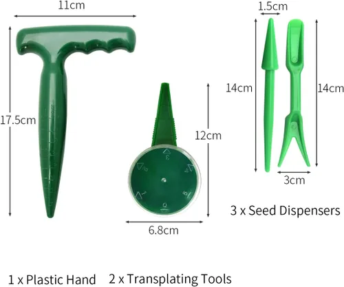 Miniatura 2 de Coolrunner Juego de 6 dispensadores de semillas de siembra, maceta de mano ajustable para jardín, herramienta de sembradora de plantas de flores