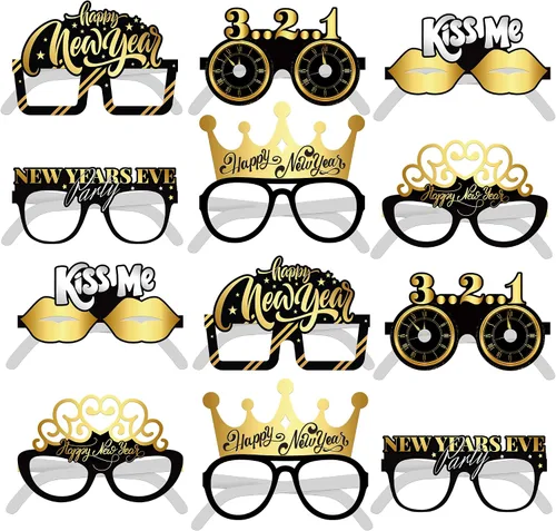 KatchOn, Gafas de Año Nuevo 2025 – Paquete de 12 | Gafas de Feliz Año Nuevo 2025, decoraciones de Año Nuevo 2025 | Gafas de Año Nuevo 2025,