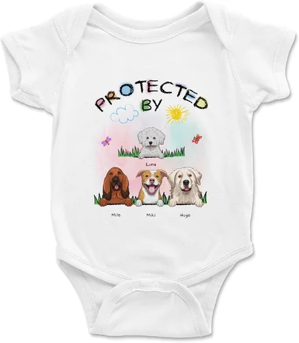 Miniatura 7 de Gossby Enterizo personalizado para bebé niña niño – Regalo personalizado ropa de bebé con diseño de perro – 0-24 meses – 4