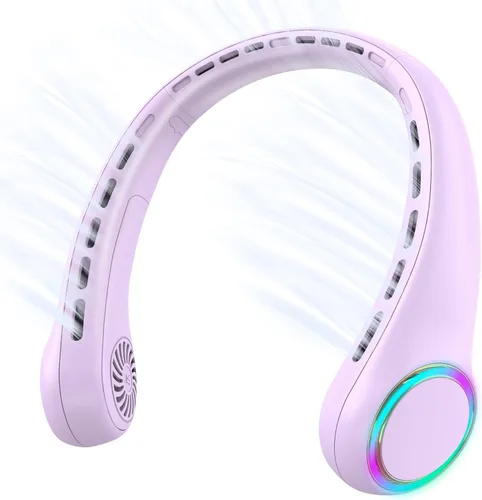 Miniatura 11 de Ventilador de cuello, ventilador portátil con vida útil de 5 a 17 horas, ventilador de cuello de 4000 mAh con 3 velocidades ajustables y 64 luces