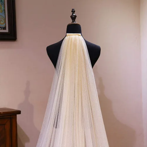 Miniatura 3 de Unsutuo Catedral - Velo de novia de 1 nivel brillante velo de novia largo de tul con peine de caída de velo para novia 118 pulgadas de ancho blanco