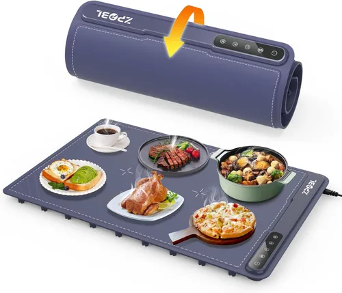 Miniatura 11 de Tapete de calentamiento para alimentos - Bandeja eléctrica de calentamiento de alimentos (24 x 16 pulgadas), calentamiento rápido de superficie