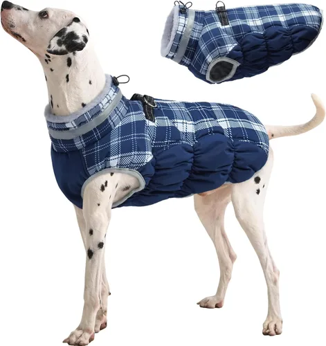 Miniatura 10 de FUAMEY - Chaqueta de invierno para perro, chaleco acolchado con arnés, ropa cálida para mascotas, abrigo con cremallera, impermeable, para perros