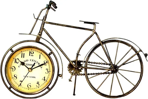 Reloj de mesa vintage para bicicleta, reloj de escritorio, reloj de metal para oficina, dormitorio, decoración de cuarzo silencioso Bronce