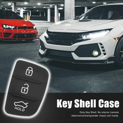 Miniatura 2 de X AUTOHAUX 3 botón coche remoto Fob caso inserto de goma almohadilla teclado reemplazo para Hyundai