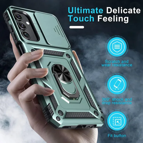Miniatura 7 de Janmitta Compatible con Galaxy A15 5G Funda con Cubierta Deslizante Integrada para Lente de Cámara + Protector de Pantalla + Soporte de Anillo