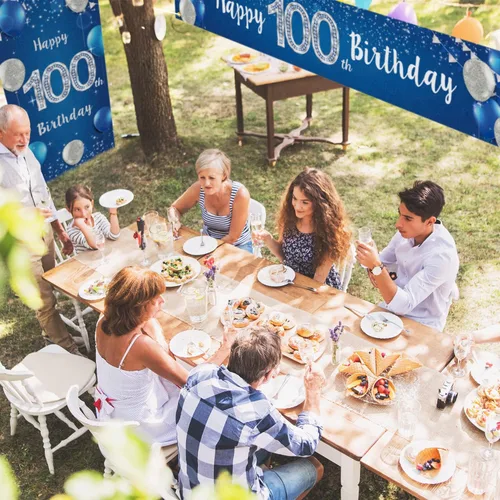 Miniatura 7 de Juego de carteles de feliz cumpleaños número 100 para puerta, porche, decoración de cumpleaños de 100 años, suministros de fiesta para hombres