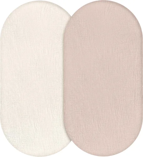 Miniatura 12 de Sábanas bajeras de muselina para moisés, paquete de 2 para bebé niño y niña, juego de sábanas suaves, transpirables y elásticas para bebé/colchón