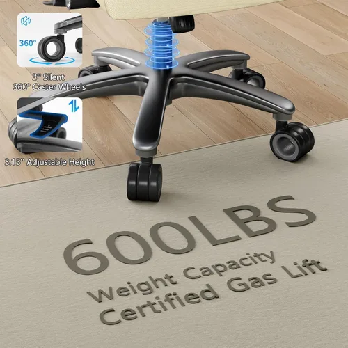 Miniatura 7 de Silla de oficina grande y alta con brazos 5D, silla de escritorio resistente de tela y piel sintética, soporte lumbar ajustable y altura, función