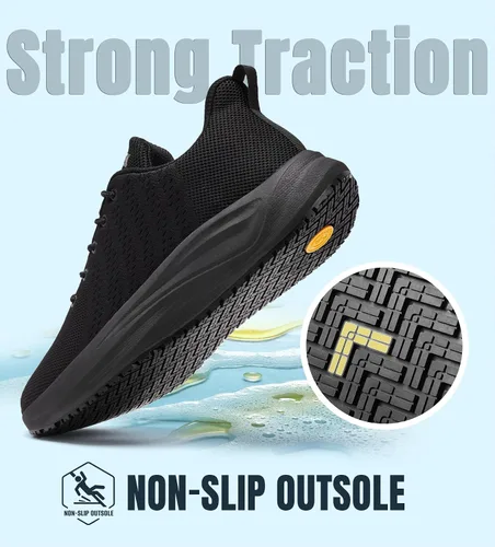 Miniatura 3 de SHULOOK Zapatos de trabajo antideslizantes para hombre, soporte de arco, antideslizantes, para cocina, chef, restaurante, servicio de alimentos
