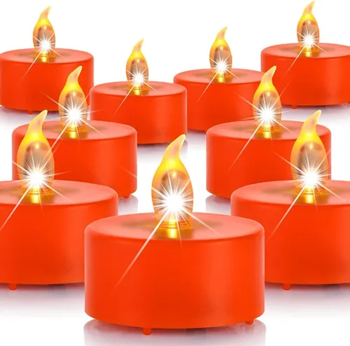 Velas de té que funcionan con pilas - Paquete de 12 lámparas de velas de té LED realistas y brillantes con parpadeo, regalo navideño que funciona