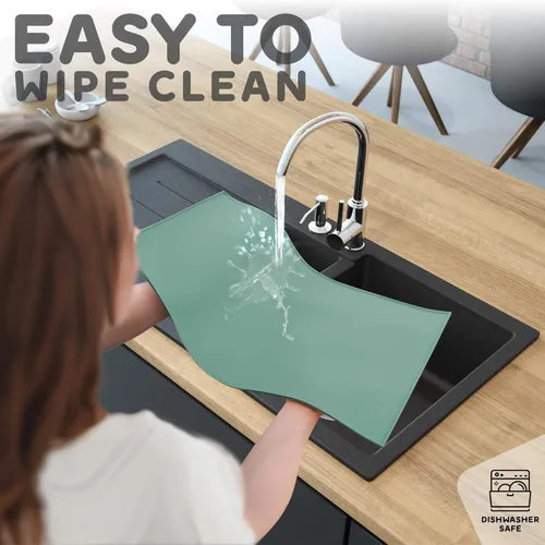Miniatura 7 de Tapete para comida de perro y gato, bordes elevados para evitar derrames de comida y agua, impermeable, protege el piso, fácil de limpiar